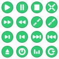 Video player icon set green Royalty Free Stock Photo