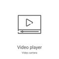 video player icon vector from video camera collection. Thin line video player outline icon vector illustration. Linear symbol for Royalty Free Stock Photo