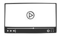 Video player interface in doodle style. Hand drawn online film screen with progress slider bar and buttons. Multimedia Royalty Free Stock Photo