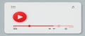 A video player interface with a play button and a progress bar on a grey background video player interface with a Royalty Free Stock Photo