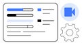Video Player Interface with Progress Bars, Settings Gear Icon, and Media Playback Graphic Royalty Free Stock Photo