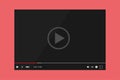 Video player interface web screen template. Media player window bar design mockup Royalty Free Stock Photo