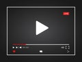 Video player. Interface web screen template. Social media player window bar design mockup. Live stream video background