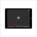 Video player on an isolated tablet screen with play button Royalty Free Stock Photo