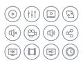 Video player line icons set on white