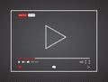 Video player. Live stream video background with 10k views. Interface web screen template. Social media player window bar