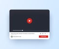 Video player mock up for web site and mobile app. Interface of online channel with subscribe button in flat style. Royalty Free Stock Photo