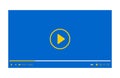Video player. The screen is blue with yellow elements for adjusting the volume, window size, playback speed, picture quality.