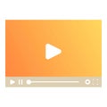 Video player showing streaming media content with play button on orange gradient background Royalty Free Stock Photo