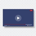 Video Player Template Design. Mockup live stream window, player. Social media concept Royalty Free Stock Photo