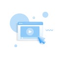 Video player, ui play button with cursor. Video, streaming, interface multimedia concept. 3d vector icon. Web page Cartoon minimal Royalty Free Stock Photo