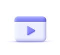 Video player, web page, play button. Video, streaming, multimedia concept. 3d vector icon. Royalty Free Stock Photo