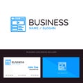 Video, Video Player, Web, Website Blue Business logo and Business Card Template. Front and Back Design Royalty Free Stock Photo