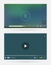 Video Player Window with Menu and Buttons Panel Vector Set Royalty Free Stock Photo