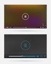 Video Player Window with Menu and Buttons Panel Vector Set Royalty Free Stock Photo