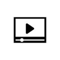 Video Player Window, Play Movie Panel. Flat Vector Icon illustration. Simple black symbol on white background. Video Player Window Royalty Free Stock Photo