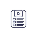 video playlist line icon on white