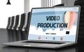 Video Production Concept on Laptop Screen. 3D. Royalty Free Stock Photo