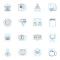 Video production linear icons set. Cinematography, Editing, Lighting, Scripting, Directing, Storyboarding, Visuals line