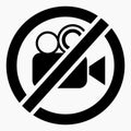 Video prohibition icon. No filming Royalty Free Stock Photo