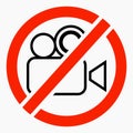 Video prohibition icon. No filming Royalty Free Stock Photo