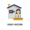 Video record flat icon style design illustration on white background