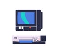 Video Recorder And Tv Set Retro Electronic Devices, Classic Vintage Gadgets, Evoke Nostalgia With Their Analog Charm