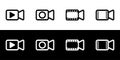 Video recording icon set. Film recorder or projector