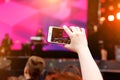 Video recording on a mobile phone, concert show Royalty Free Stock Photo