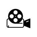 Black solid icon for Video Reel, film and entertainment Royalty Free Stock Photo