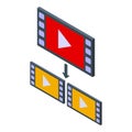 Video repost icon, isometric style