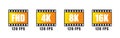 Video resolution icons set. Video image size. Full HD, 4k ultra HD, 8k 16k screen resolution badges. Vector illustration Royalty Free Stock Photo