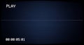 vhs style play screen with timestamp, retro aesthetic, dark blue background with static lines and distortion, nostalgic video play Royalty Free Stock Photo