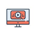 Color illustration icon for Video Search,  cinematography and multimedia Royalty Free Stock Photo