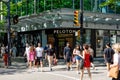 This video showcases a vibrant Peloton store on Vancouver\'s bustling Robson Street