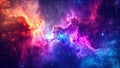 An Video showcasing a vibrant and lively space adorned with countless stars and fluffy clouds, Magical space scenery with a bright