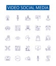 Video social media line icons signs set. Design collection of Vlogging, Streaming, StreamingLive, VideoSharing Royalty Free Stock Photo