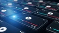 Video Streaming Interface Digital Media Content Play Button Technology Dark Background Blue Glow Royalty Free Stock Photo