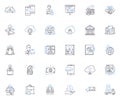 Video streaming line icons collection. Stream, Broadcast, Live, Buffer, Playback, Encode, Decode vector and linear