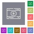 Video streaming outline square flat icons Royalty Free Stock Photo