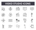 Video studio line icons for web and mobile design. Editable stroke signs. Video studio outline concept illustrations