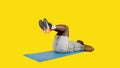 Sportive african man doing altern crunches in a mat