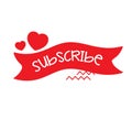 Video Subscribe Banner with Hearts Vector