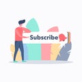 Video subscribe for video blogging site, Video blogging live telecast illustration concept, Video blog videos play And Subscribe,