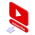 Video subscribe icon, isometric style