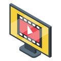 Video subscription icon, isometric style