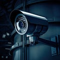 video surveillance camera, isolated on a wall, represents cutting-edge security and monitoring technology.