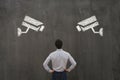 video surveillance cameras spy on people, privacy and personal life data protection