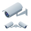 Video surveillance isometric Surveillance and CCTV camera icon. Video surveillance 3d illustration Video surveillance