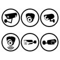 Video surveillance security cameras graphic pictograms set isolated vector illustration.Private protection safety, surveillance